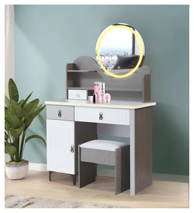 Table de maquillage moderne avec miroir éclairé et tiroirs de rangement pour meubles de chambre - Product Image 1