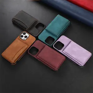 Luxury PU leather wallet phone case with Card Holder For iPhone 11 12 13 14 15 Pro Max xs max for iphone pouch protective case