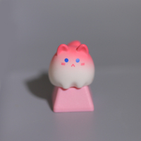 Porte-clés décoratif personnalisé en résine rose mignon en forme de chat, léger, profil OEM, pour clavier mécanique