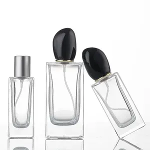Botol parfum kaca Crimp bening kustom 30ml 50ml 100ml alas tebal kualitas tinggi populer dengan tutup
