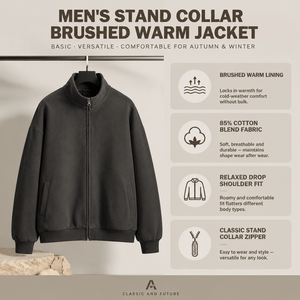 Men Stand Collar Zip Up Sweatshirt 85 Cotton Blend <b>Fleece</b> <b>Lined</b> <b>Jacket</b> Oversized Streetwear Top Custom OEM Wholesale Supplier - Product Image 3
