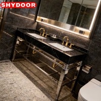 Vasque intégrée moderne en acier inoxydable robuste de qualité supérieure pour salle de bain, surface facile à nettoyer pour maison de luxe