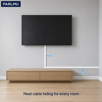 Kit complet de goulottes de câblage en PVC blanc avec connecteurs en L et en T, embouts, ruban adhésif double face et vis pour dissimuler les câbles de télévision murale