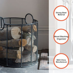 Forma ovale retrò robusto grande portarotolo cestello per legna da ardere in acciaio di stoccaggio cesto per il campeggio della fattoria - Product Image 2