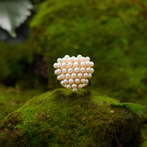 Pearl <b>Ring</b> 316L Stainless Steel PVD Gold Plating Sustainable Resistant Jewelry - Product Image 3