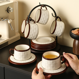 Juego de Tazas de Café de Cerámica con Diseño de Mimbre, de Alta Gama, Exquisito, para Regalo de Boda o Fiesta, Diseño de Dibujos Animados, Capacidad de 420 ml, Apto para Microondas y Lavavajillas - Product Image 4