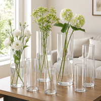 Vases cylindriques contemporains LUYI en acrylique incassable, 30/40/50 cm de haut, transparents, grands, pour décoration de table ou de sol