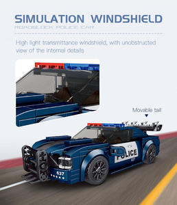 Modellino Auto da Corsa della Polizia <span class=keywords><strong>1</strong></span>:8, Gioco di Costruzioni in Plastica ABS, Mattoncini Educativi con Espositore, Regalo di Compleanno - Product Image 3