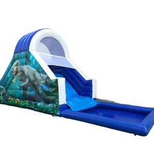 Dinosaur bounce house inflatable water slide with swimming pool slide