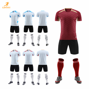 Jersey Sepak Bola Stok Tersedia Seragam Pertandingan Pesanan Grosir Pasokan Pabrik Siap Kirim Pakaian Olahraga Poliester Bernapas Nomor - Product Image 2
