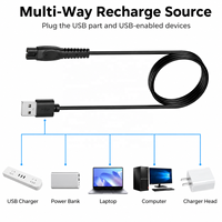 Câble de chargeur 5V 1A pour rasoir Philips Norelco One Blade QP2724 QP2834 MG5910 MG7910 MG9510 MG9520 PQ888 PQ889/Norelco Shaver 3900