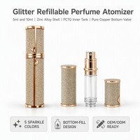 Atomiseur de parfum rechargeable en alliage de zinc scintillant, 5 ml, 10 ml, remplissage par le bas, couleur personnalisée