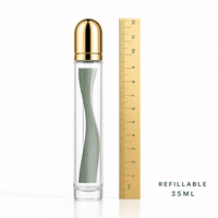 Flacon de parfum de voyage vide 35 ml, style stylo, noir, atomiseur rechargeable avec capuchon argenté, vente en gros, logo personnalisé