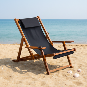 Silla de Playa <span class=keywords><strong>Plegable</strong></span> de <span class=keywords><strong>Madera</strong></span> Maciza al por Mayor del Fabricante, <span class=keywords><strong>Tumbona</strong></span> de <span class=keywords><strong>Lona</strong></span> Oxford para Playa con Portavasos - Product Image 1