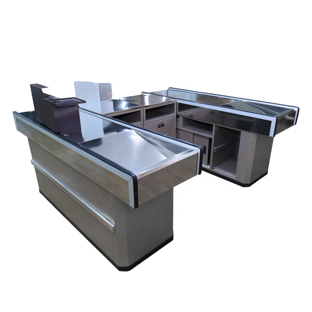 Wholesale Multifunctional Supermarket Checkout Counter Cash Desk Grocery Cashier Checkout Counter for Retail Shops