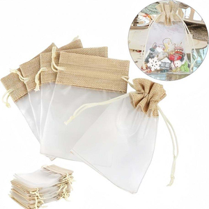 Bolsa de Organza Blanca Transparente de Gran Tamaño y Alta Calidad con Cordón y Cinta con Logotipo Personalizado para Regalo - Product Image 3