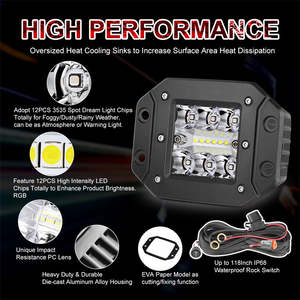 Feux LED robustes en aluminium avec modes dynamiques RGBW pour UTV, camions, remorques, SUV, fourgonnettes et pick-up - Product Image 3