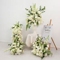 M-FR60 Nouveau style cascade de fleurs d'hortensia vertes, centre de table, roses blanches, fleurs d'allée, décoration de mariage