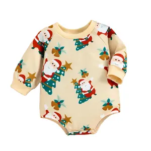 Mono de Navidad para bebé, niña y niño, traje con estampado de Santa Claus, ropa de otoño e invierno