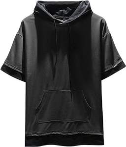 ผู้ชายสายรัดคลุมด้วยผ้าTeeลําลองแขนสั้นผ้าฝ้ายธรรมดายืดเล็กน้อยฤดูร้อนผู้ชายสายรัดคลุมด้วยผ้าฝ้ายเสื้อยืด - Product Image 4