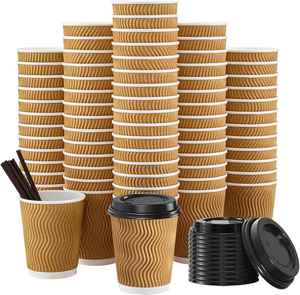 8 Oz/12 Oz/16 Oz/20 oz Customized Logo <b>Disposable</b> Eco-Friendly Waterproof Insulated Double Wall Coffee Paper <b>Cups</b> Hot Drinks Lid - Product Image 1