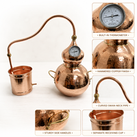 Équipement de distillation d'huiles essentielles en cuivre électrique continu domestique de petite taille Teve 5L, service OEM/ODM accepté