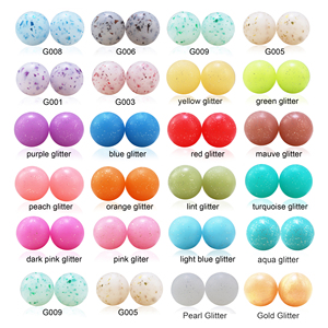 ลูกปัดซิลิโคนกลิตเตอร์หลากสีขนาด 15 มม. สำหรับทำปากกา มี 150 สีในสต็อก ขายส่งเกรดอาหารสำหรับเด็กกัดเล่น - Product Image 1