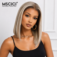 Perruque Bob Courte Lisse Ombrée Vietnamienne 13x6 HD Lace Front Cheveux Humains Vierges Sans Colle Pré-Pluckée