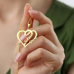 Joyería personalizada para mujer, regalo de San Valentín, chapado en oro de 18 quilates, nombre en forma de corazón, letra, acero inoxidable, collares con colgante de moda - Product Image 1
