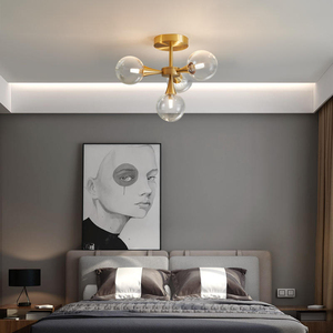 Lampadario Moderno a Sfera di Vetro Magic Bean, 6 Luci, <span class=keywords><strong>Oro</strong></span>, Globo Satinato, Lampada a Sospensione, Plafoniera per Soggiorno, Camera da Letto, Arredamento Casa - Product Image 3