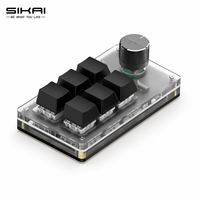Mini Teclado Inalámbrico SIKAI Tri-Modo de 6 Teclas y 1 Perilla, BT 2.4G USB, Panel de Teclas de Acceso Rápido Personalizables, Retroiluminación RGB para Edición de Volumen y Flujos de Trabajo de Creadores