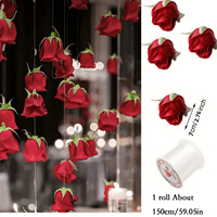 Décorations de plafond pour fête de mariage, rideaux de fleurs flottantes en roses rouges, guirlandes de fleurs, décorations d'arche