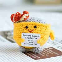Mini jouet en peluche tricoté à la main en forme de camion poubelle, crochet, pour le soutien émotionnel, décoration de bureau, accessoire de bureau amusant, cadeau pour collègues