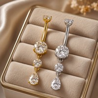 Anneau de nombril personnalisé en titane ASTM F136, durable et hypoallergénique, avec zircon incrusté en forme de marquise, pour un cadeau tendance