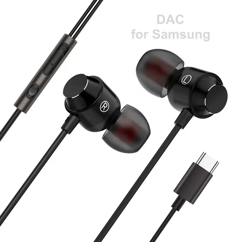 Type-c USB C Écouteurs filaires avec microphone Isolation du bruit Écouteurs filaires intra-auriculaires Basse lourde DAC Écouteurs filaires haute définition