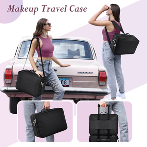 Portable 3 couches grande capacité boîte <span class=keywords><strong>de</strong></span> <span class=keywords><strong>maquillage</strong></span> miroir professionnel grande vanité valise clou Train étui cosmétologie organisateur sac - Product Image 5