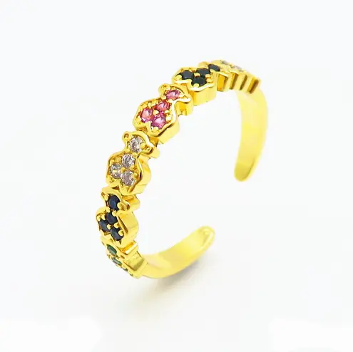 Peça para urso catálogo de joias femininas presente joia anel de dedo ouro muitos ursos cristal pedra colorida