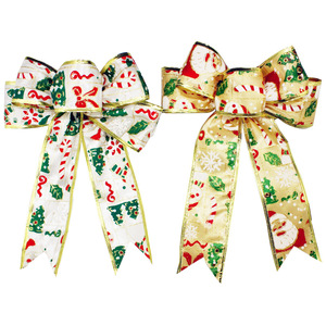Tersedia goni Natal pita tepi kabel busur untuk hiasan pohon karangan bunga - Product Image 4