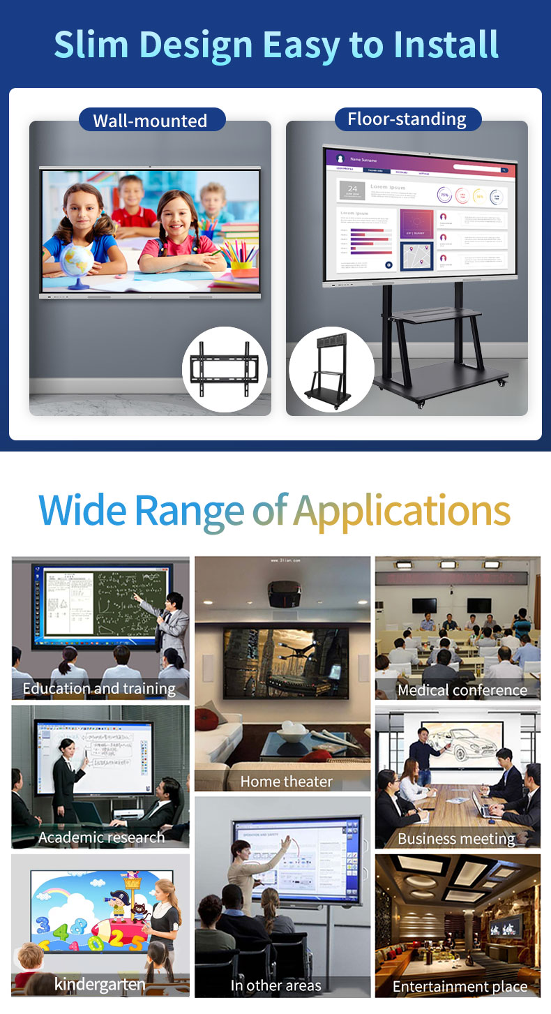 Digital Intelligent Electronic Whiteboard For Classroom 4K LCD Touch