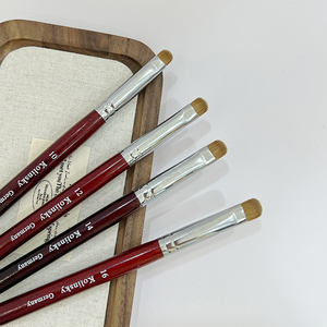 Pinceau pour manucure française à double tête, plaqué rhodium, manche en bois rouge, poils Kolinsky, stylo professionnel pour la peinture d'art des ongles en salon - Product Image 2