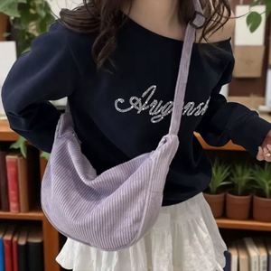 Sac bandoulière vintage en velours côtelé de couleur unie pour femme avec fermeture éclair étanche et motif lettre, idéal pour le quotidien et les voyages - Product Image 4