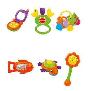 Wholesale Plastic Newborn Baby Food Grade Shaking Hand Bells Sensory Infant Toy Teething Rattles Baby Rattle Toys