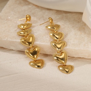 High Quality Luxury Stainless Steel Heart <b>Dangling</b> <b>Gold</b> Plated 18k Jewelry <b>Earrings</b> - Product Image 2