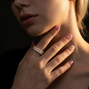 Anillo de plata de ley S925 hueco con moissanita de corte múltiple, bicolor, para boda, fiesta, regalo para mujer - Product Image 3