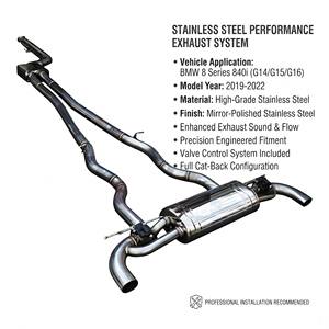 Vortex High Flow Exhaust <b>Back</b> System for BMW 8 Series 840i 2019-2022 Coupe Valvetronic Sound Control - Product Image 1