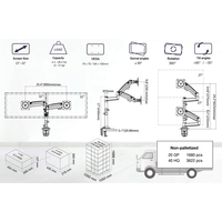 Support de moniteur double et support de moniteur d'ordinateur de bureau avec bras articulé - Support d'écran entièrement réglable