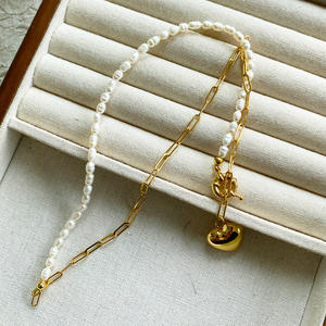 Nische Design Sense Micro Diamond Sun Anhänger Natürliche Perle Kupfer Vergoldete Kette Perlenkette Edelstahl - Product Image 5