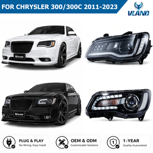 Feux avant LED VLAND Aftermarket style 300S, feux avant LED dynamiques pour Chrysler <span class=keywords><strong>300</strong></span> 300C SRT <span class=keywords><strong>SRT8</strong></span> 2011-2023 - Product Image 1