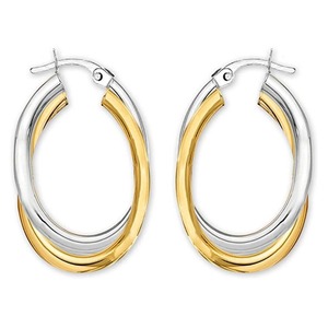 Orecchini a Cerchio Bicolore da Donna, Gioielli Minimalisti alla Moda con Doppio Strato Lucido e Blocchi di Colore per Night Club - Product Image 2