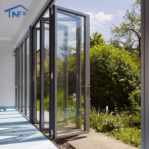 <span class=keywords><strong>Porte</strong></span> <span class=keywords><strong>coulissante</strong></span> pliante accordéon moderne pour villa, extérieur, double isolation, en aluminium, verre, fibre de verre et nylon - Product Image 1